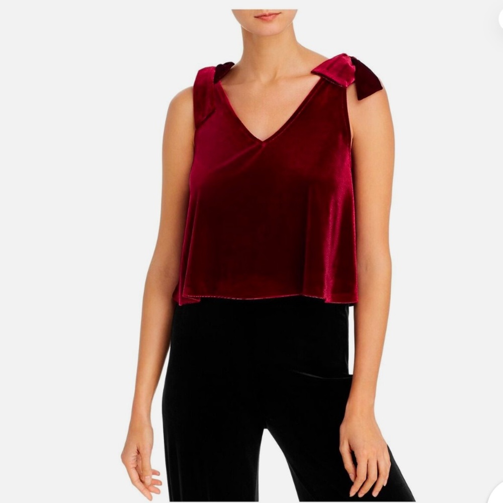 NWT AQUA Womens Burgundy Bow VNeck Tank